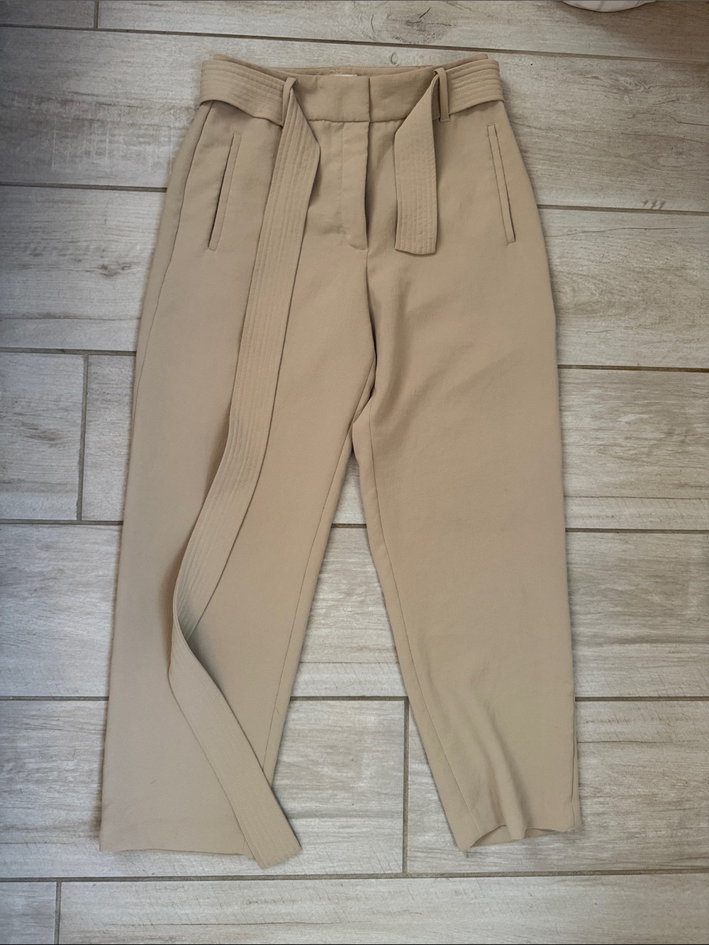 Wilfred Beige High-Rise Trousers with Self Tie